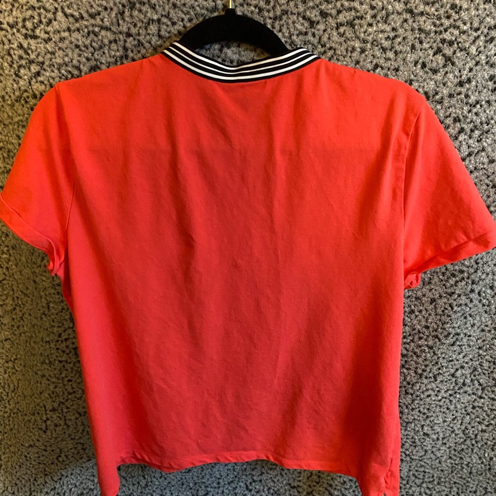 Tommy Hilfiger Coral Crop Top with Striped V-Notch - Picture 8 of 11